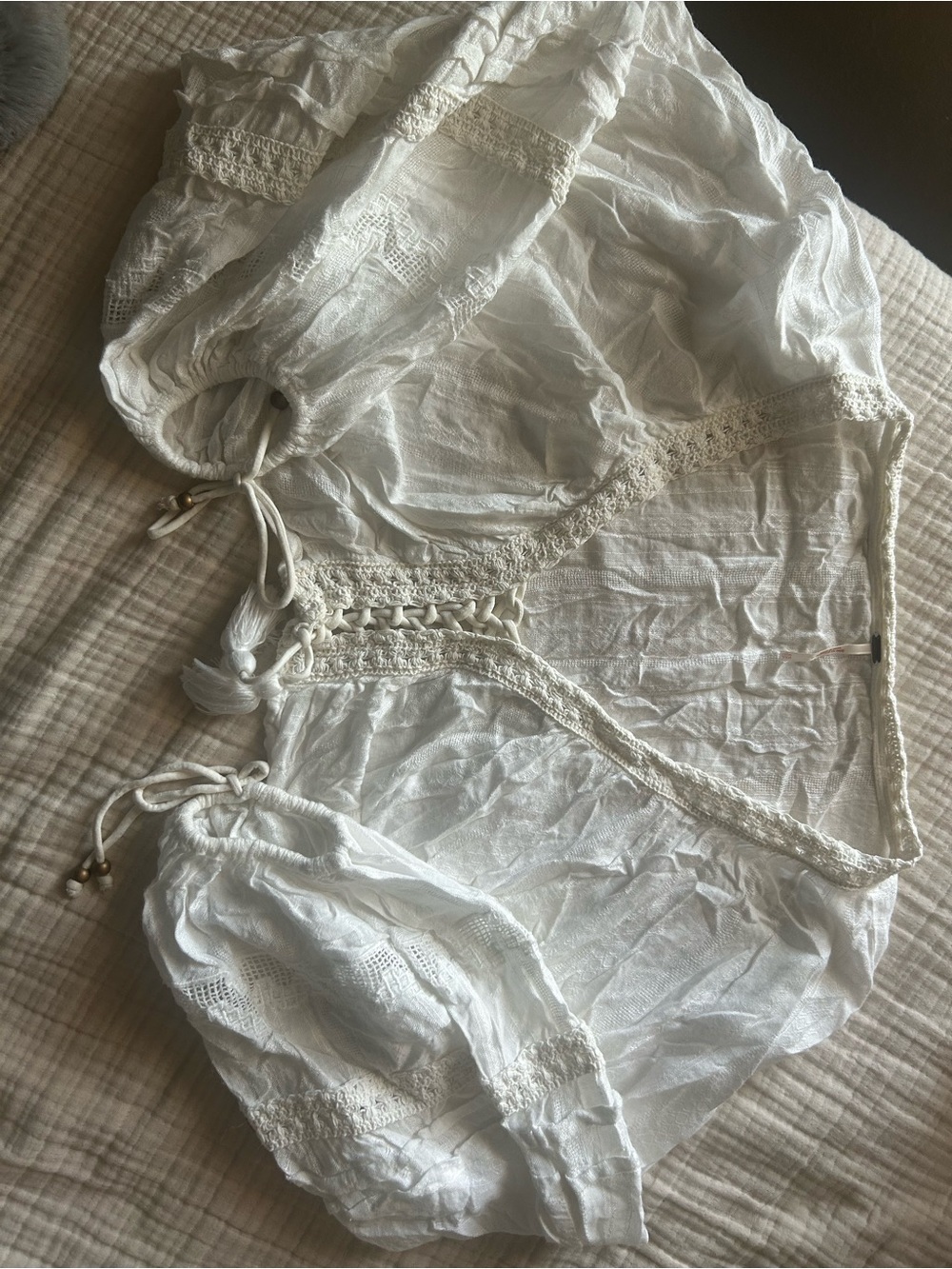 White Boho Lace-Trim Peasant Blouse - Women Free People